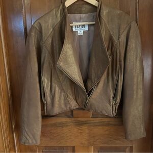 Y2K 1990s designer, leather jacket shoulder pads